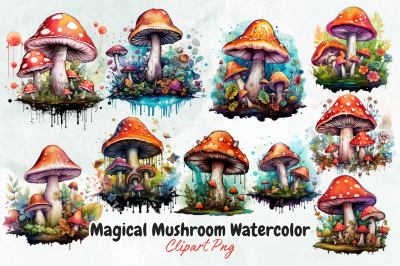 Magical Mushroom Watercolor