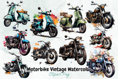 Motorbike Vintage Watercolor Sublimation