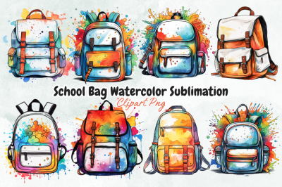 School Bag Watercolor Sublimation