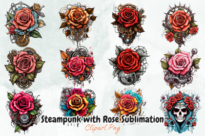 Steampunk with Rose Sublimation Bundle