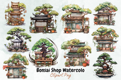 Bonsai Shop Watercolor