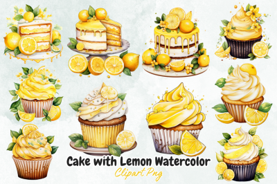 Cake with Lemon Watercolor Sublimation