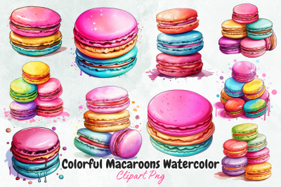 Colorful Macaroons Watercolor Clipart