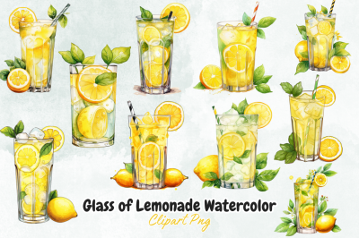 Glass of Lemonade Watercolor