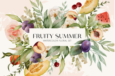 FRUITY SUMMER watercolor floral set