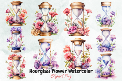 Hourglass Flower Watercolor Clipart