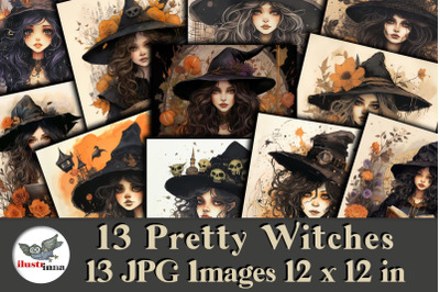 13 Pretty Little Witches Halloween Illustrations