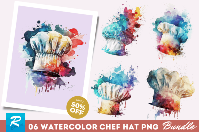 Watercolor Chef Hat Clipart Bundle