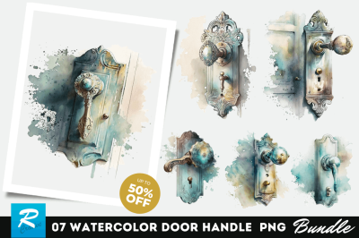 Watercolor Door Handle Clipart Bundle