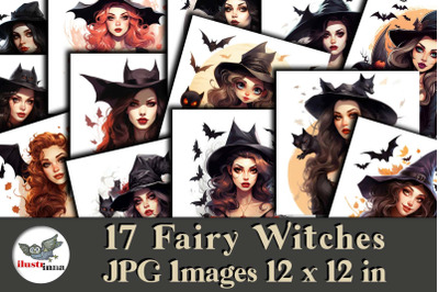 17 Charming Fairy Halloween Witches Illustrations  Volume 2