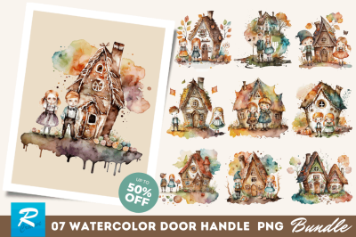 Watercolor Hansel and Gretel Clipart Bundle