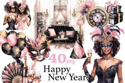 Happy New Year Clipart | Carnival Clipart PNG Bundle