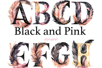 Black And Pink Alphabet Clipart | Retro Letters PNG