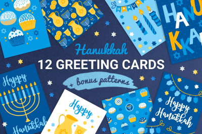 12 Hanukkah Cards + Bonus Patterns