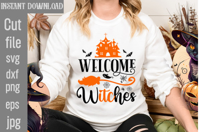Welcome Witches SVG cut file, Halloween SVG Bundle, Retro Halloween Bu