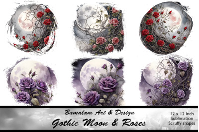 Gothic Moon &amp; Roses Sublimation Shapes