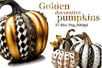 Golden decorative pumpkins