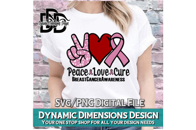 Peace Love Cure svg, Breast Cancer, cancer ribbon, cancer awareness, s