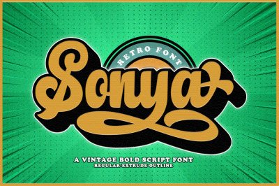 Sonya Script-Vintage Retro Font-