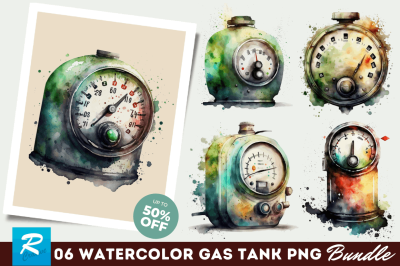 Watercolor Indicator Gas Tank Clipart Bundle