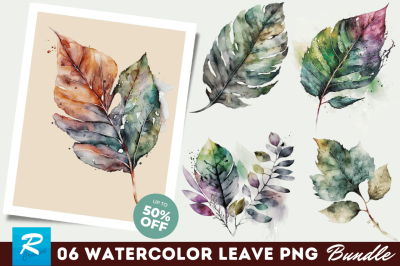 Watercolor Leave Clipart Bundle