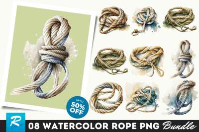 Watercolor Rope Clipart Bundle