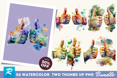 Watercolor Two Thumbs Up Clipart Bundle