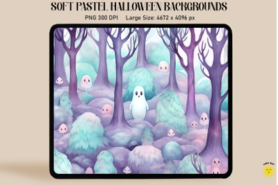 Pastel Forest With A Ghost Halloween