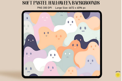 Pastel Spooky Ghosts Pattern Halloween