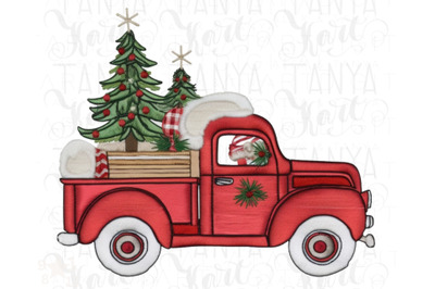 Red Truck Christmas Png Designs for Shirts