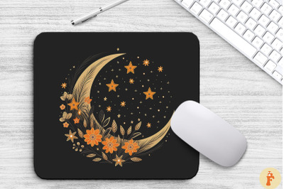 Floral Crescent Moon Background