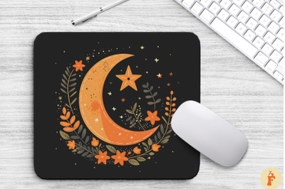 Floral Crescent Moon Background