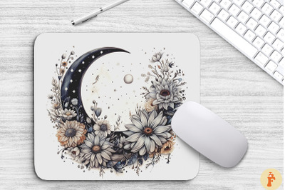 Crescent Moon With Classic Florals