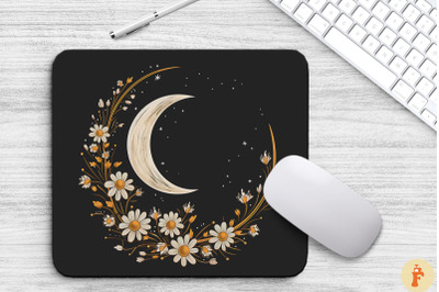 Floral Crescent Moon Background