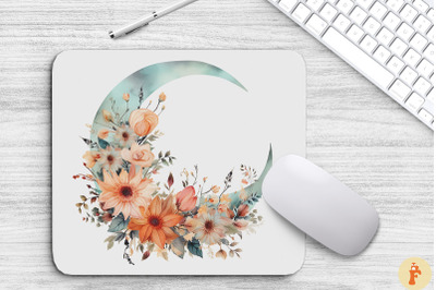 Watercolor Floral Dreamy Crescent Moon