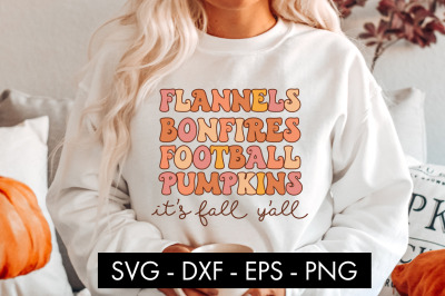 Flannels Bonfires Football Pumpkins SVG Cut File PNG