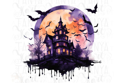 Halloween House PNG for Shirt Design