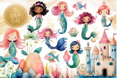 Mermaid Fairytale Clipart Set