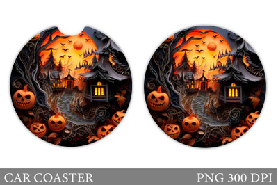 Halloween Car Coaster Sublimation. Pumpkins Car Coaster