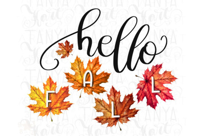 Hello Fall Png Sublimation Design Digital Download