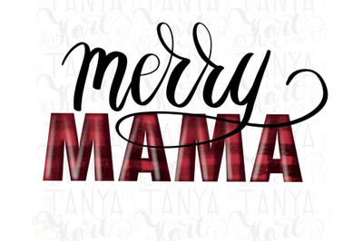 Merry Mama Png Instant Download, Red and Black Buffalo Plaid Png For S