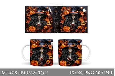 Witch Mug Wrap Sublimation. Halloween Mug Wrap Design