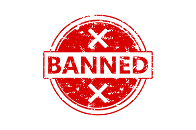 Rubber stamp banned. Vector of seal ink grungy isolated