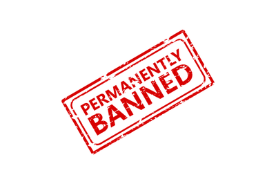 Permanently banned rubber stamp. Vector of blocked and banned