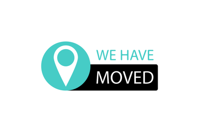 We have moved. Office new sign, move to address,