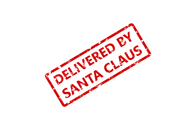 Delivered by santa clause rubber stamp texture inprint