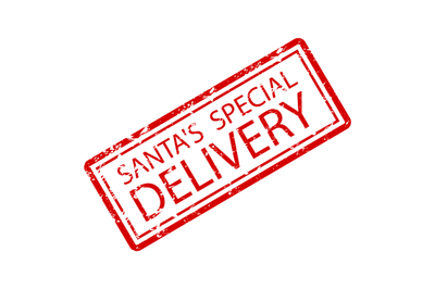 Santa special delivery rubber stamp to post office