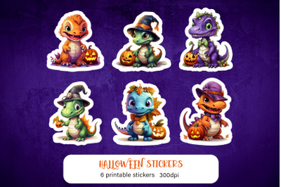 Cute cartoon dinosaur sticker Halloween sticker PNG