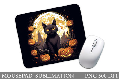 Black Cat Mouse Pad Sublimation. Halloween Mouse Pad Design