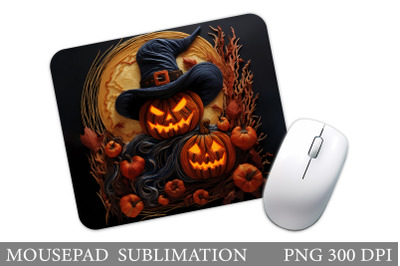 Scary Pumpkin Mouse Pad. Halloween Mouse Pad Design
